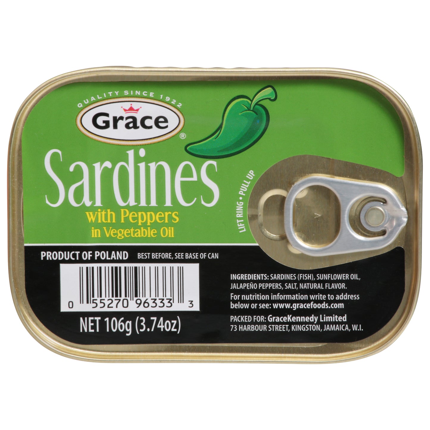 Grace Sardines with Peppers in Vegetable Oil 3.74 oz
