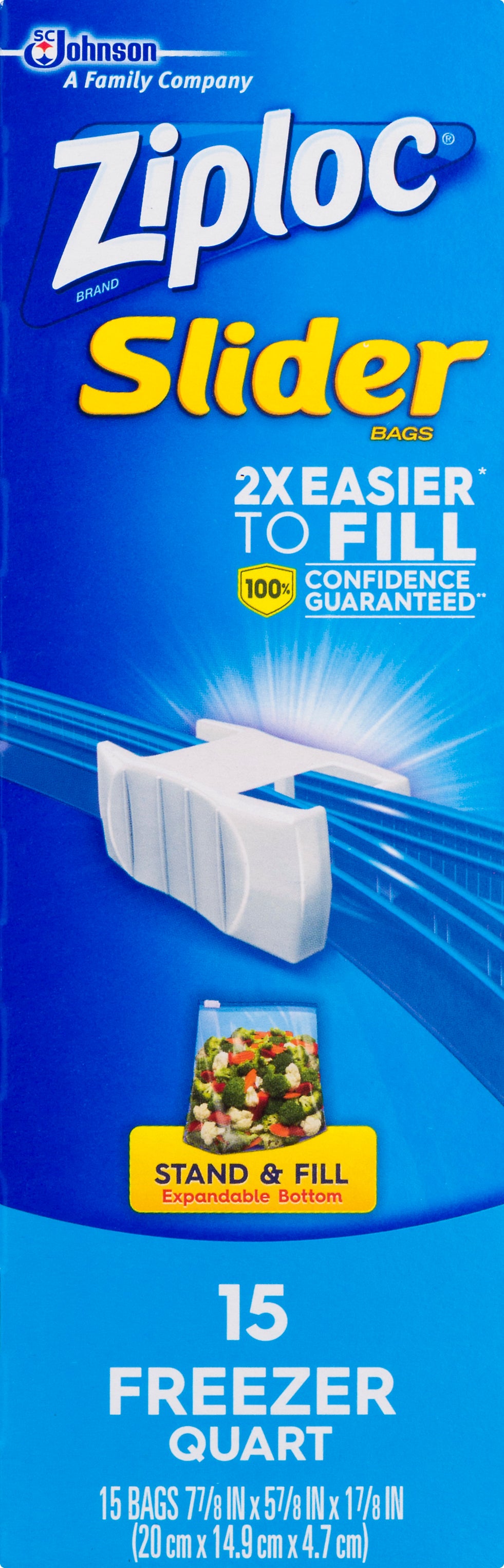 Ziploc Slider Quart Storage Bags 15 ea