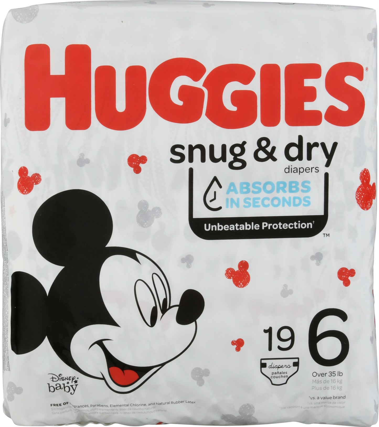 Huggies Snug & Dry 6 (Over 35 lb) Disney Baby Diapers 19 ea
