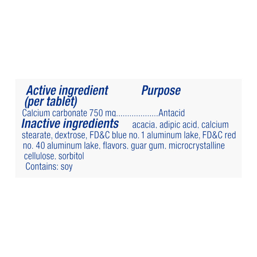 TUMS Smoothies Chewable Antacid Tablets for Extra Strength Heartburn Relief, Berry Fusion - 60 Count