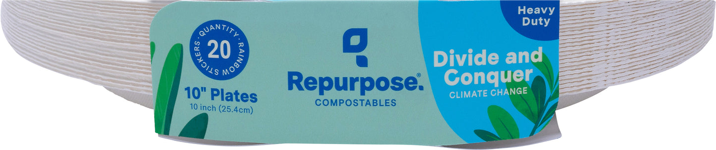 Repurpose Compostables 10 Inch Heavy Duty Sectional Plates 20 ea