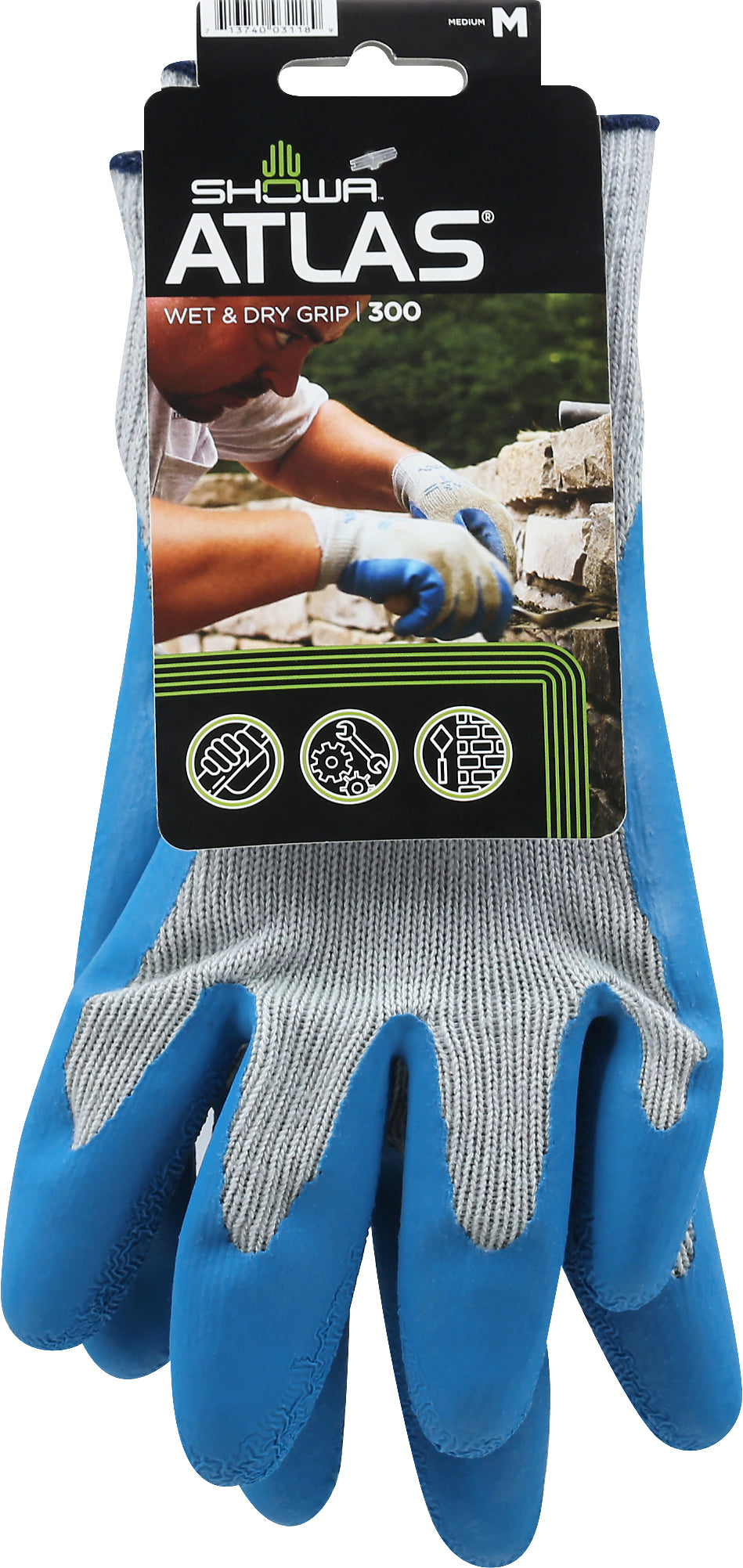 Showa Atlas Medium Wet & Dry Grip 300 Gloves 1 pr
