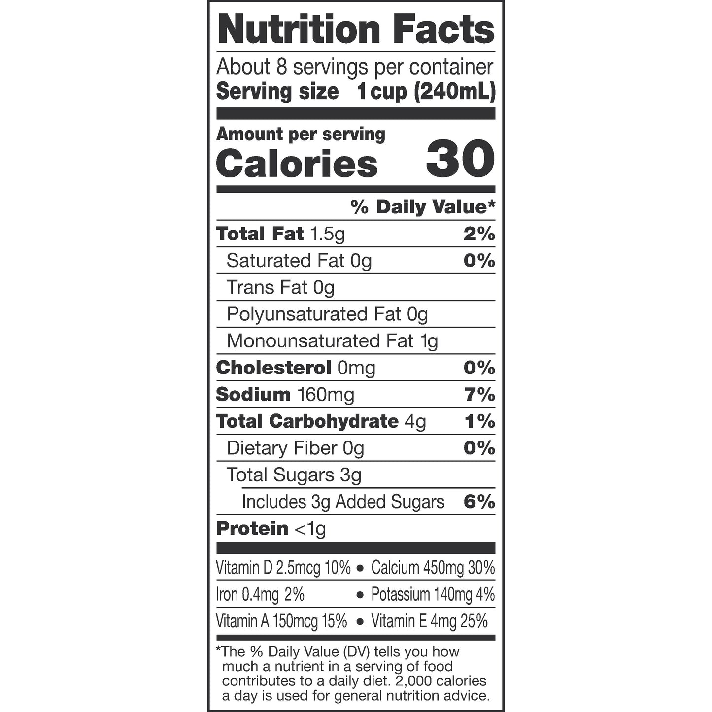 Silk Less Sugar Original Almondmilk, Half Gallon