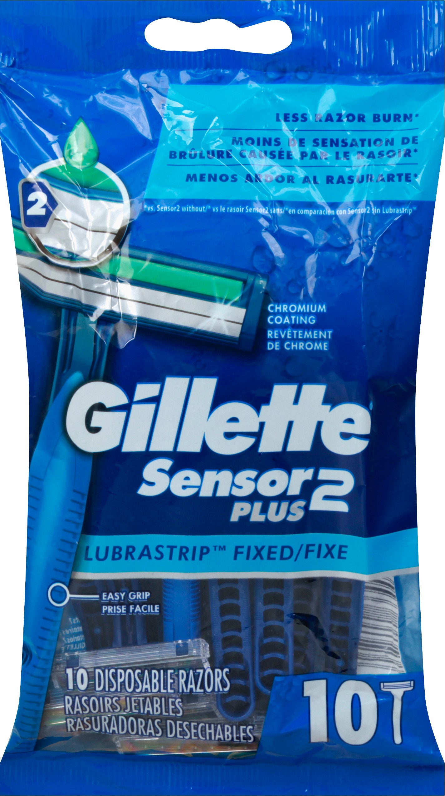 Gillette Sensor2 Plus Lubrastrip Fixed Disposable Razors 10 ea