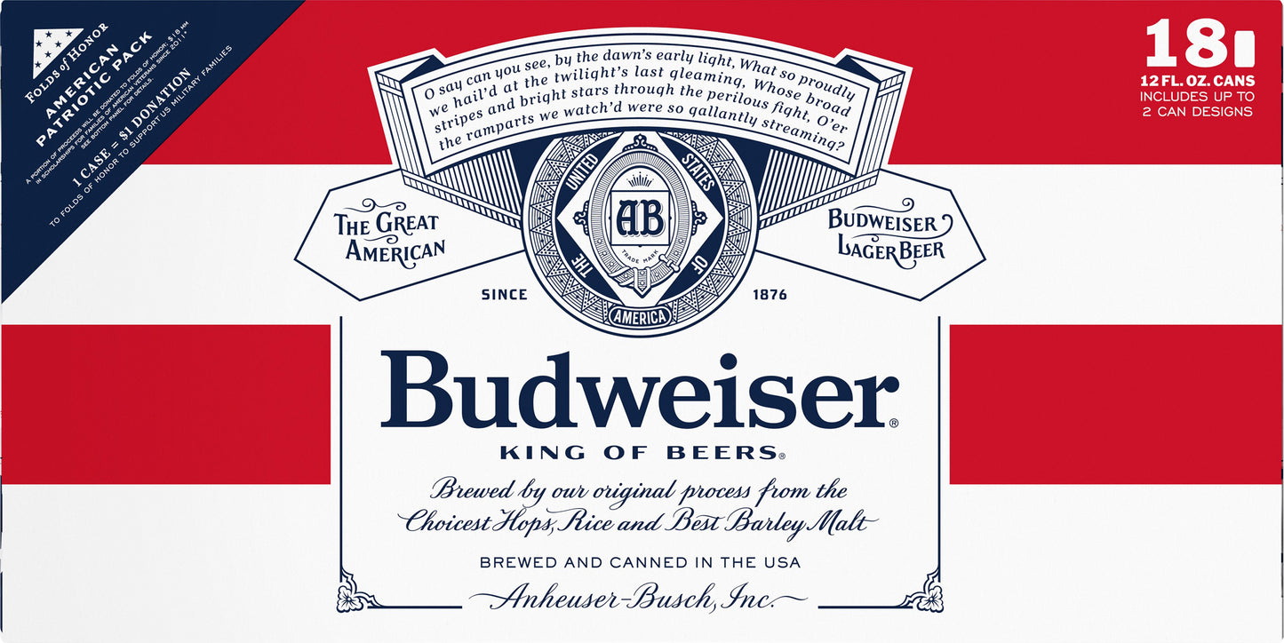 Budweiser King of Beers Lager Beer 18 ea