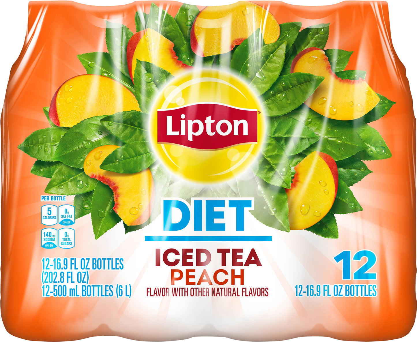 Lipton Zero Sugar Iced Tea Peach 16.9 Fl Oz 12 Count Bottle