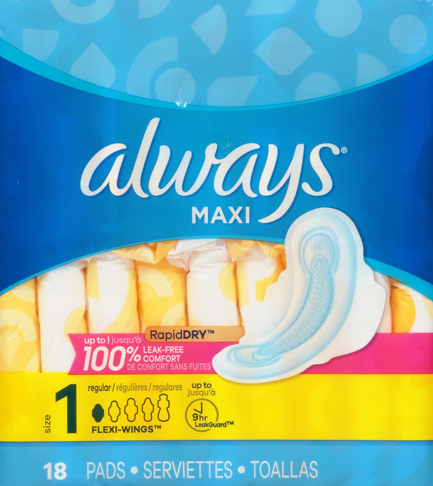 Always Maxi Size 1 Regular Pads 18 ea