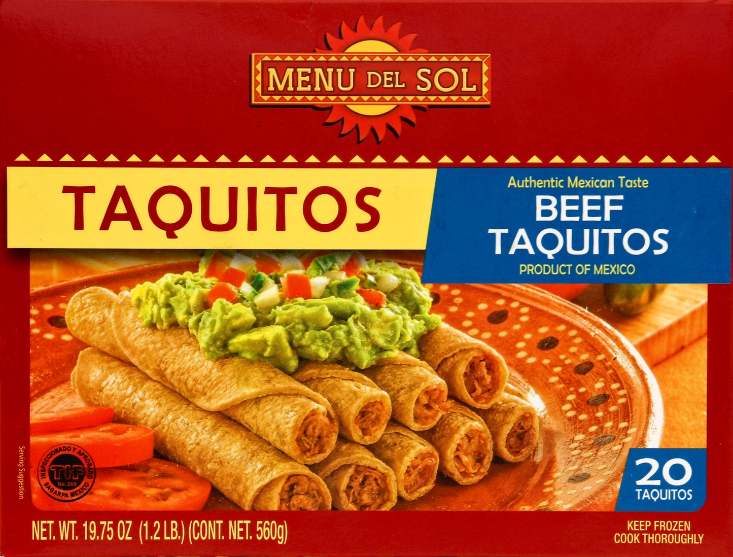 Menu Del Sol Taquitos 20 ea