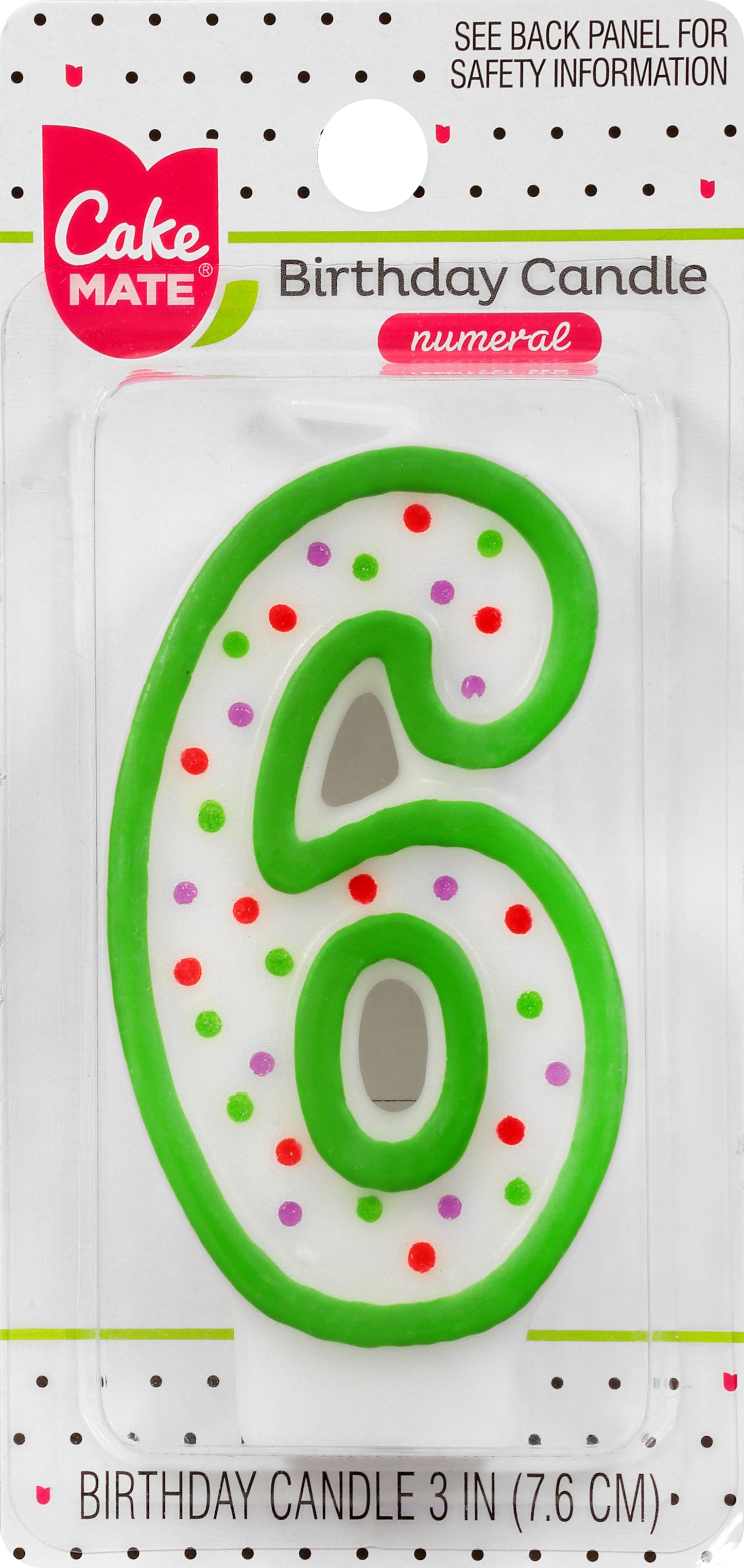 Cake Mate 3 Inch 6 Numeral Birthday Candle 1 ea