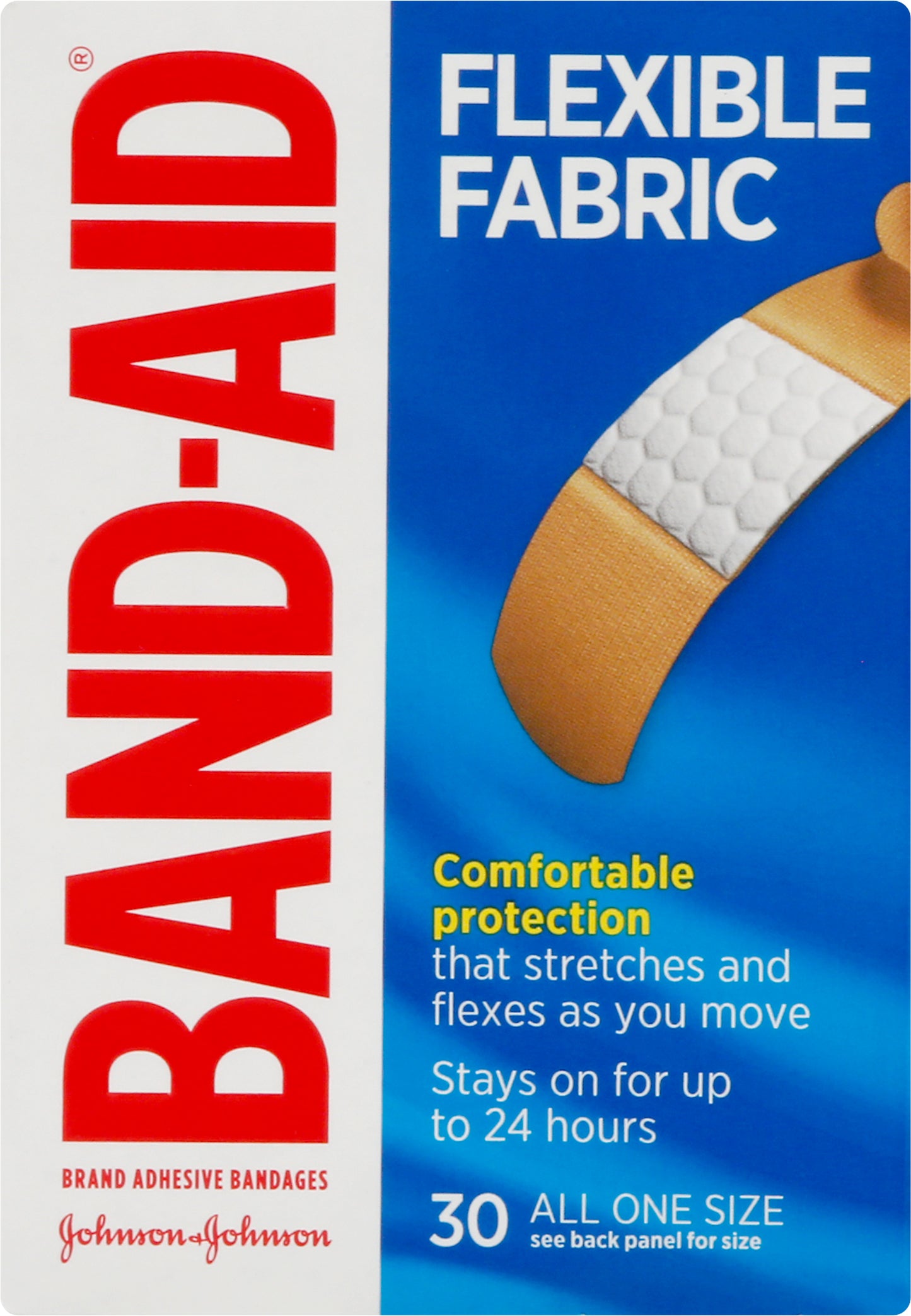 Band Aid Flexible Fabric All One Size Bandages 30 ea