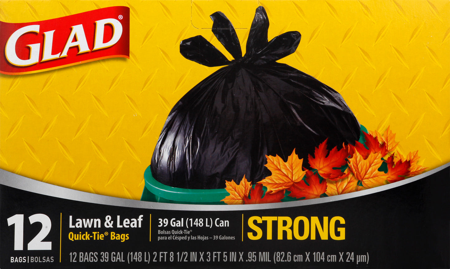 Glad Quick-Tie Strong Lawn & Leaf Bags 12 ea