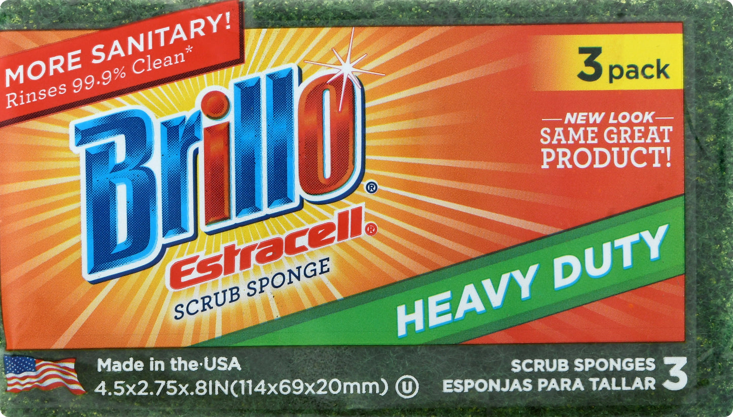 Brillo Estracell 3 Pack Heavy Duty Scrub Sponge 3 ea