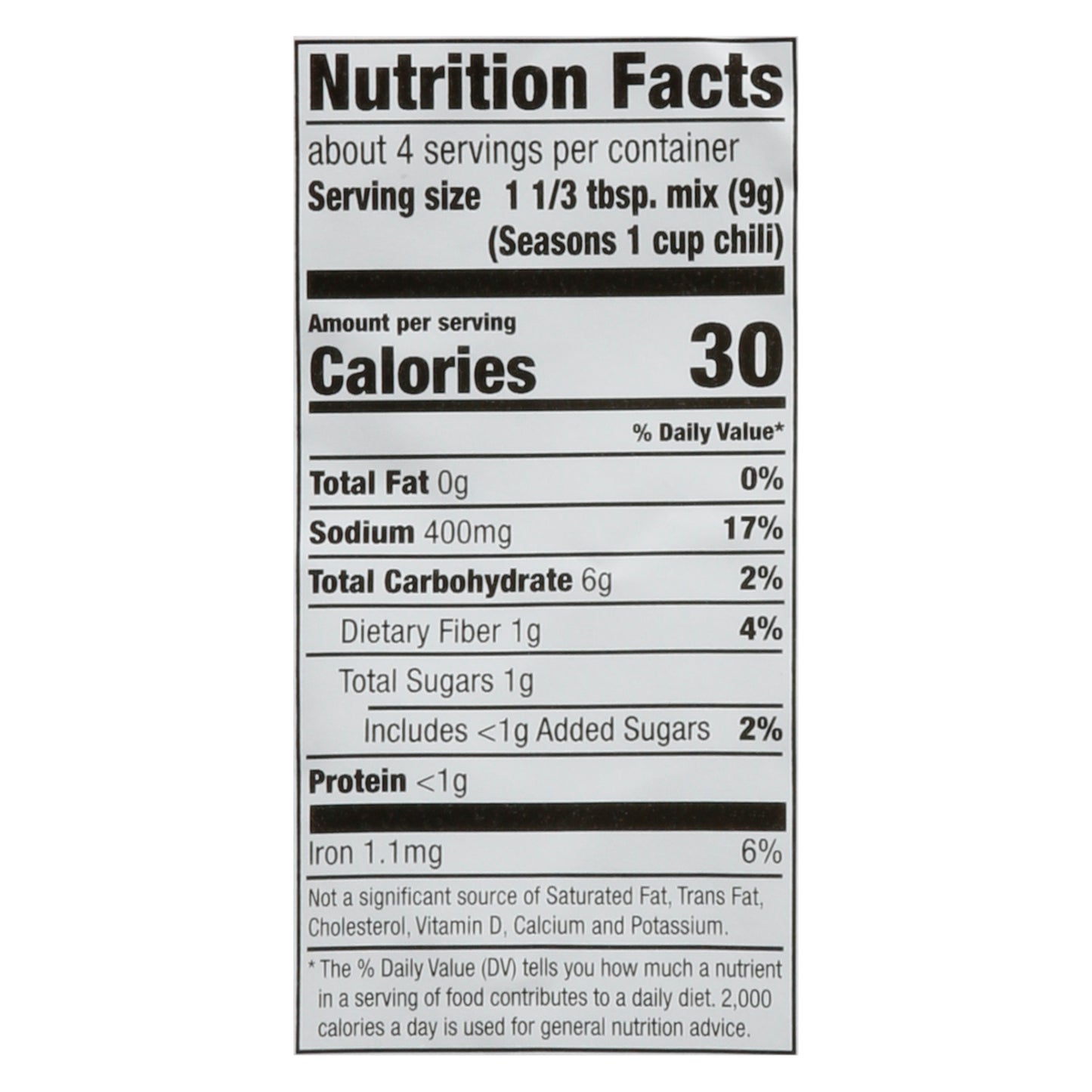 McCormick Mild Chili Seasoning Mix 1.25 oz