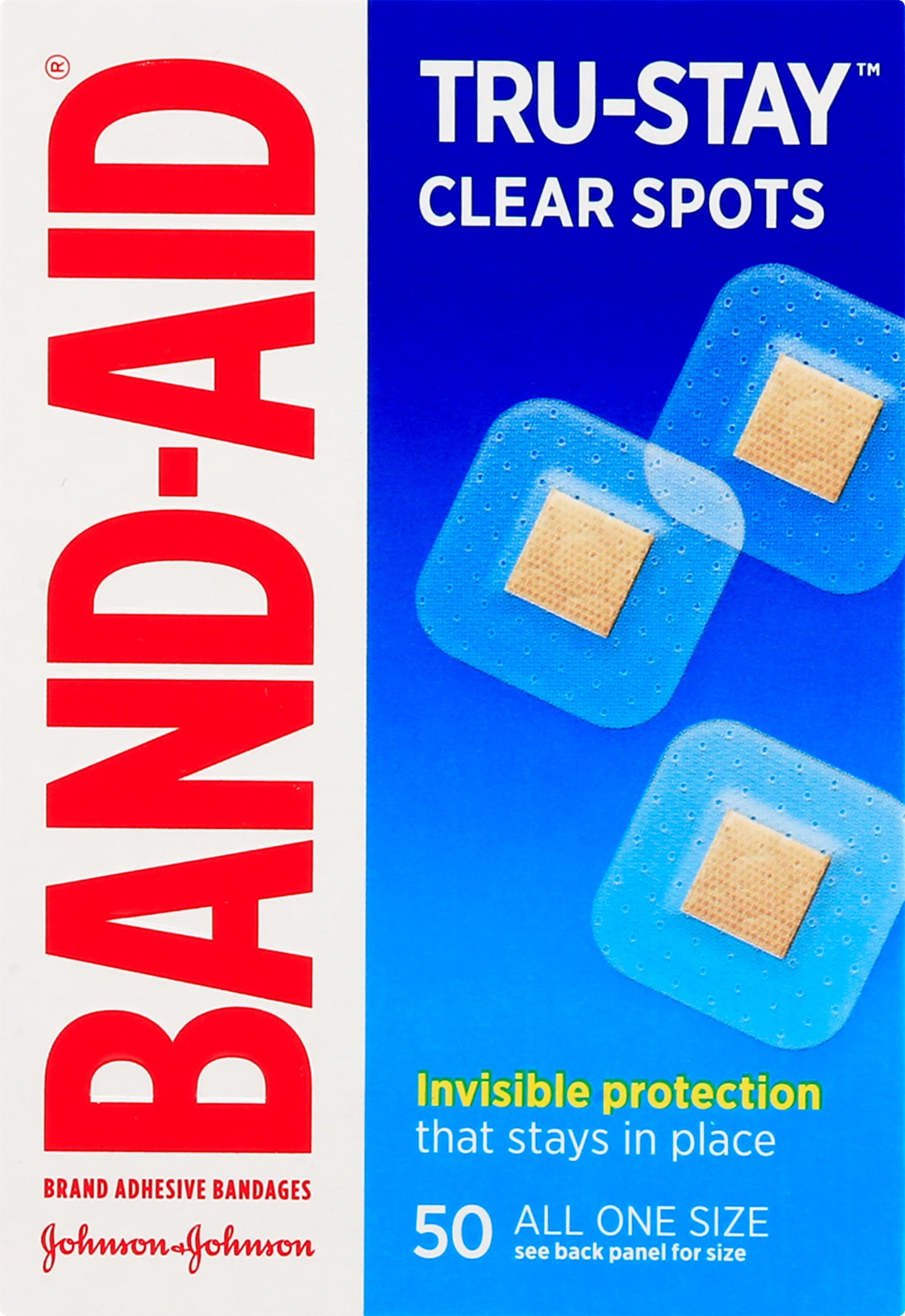 Band Aid Tru-Stay Clear Spots All One Size Bandages 50 ea