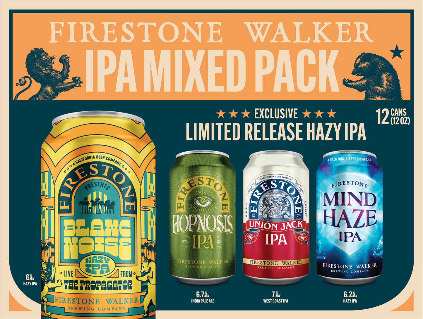 Firestone Walker IPA Mixed Pack Assorted Beer 12 oz - 12 Cans