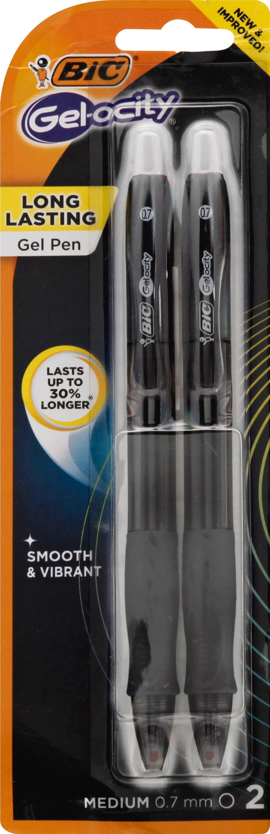 BiC Gel-ocity Long Lasting Medium (0.7 mm) Black Gel Pen 2 ea