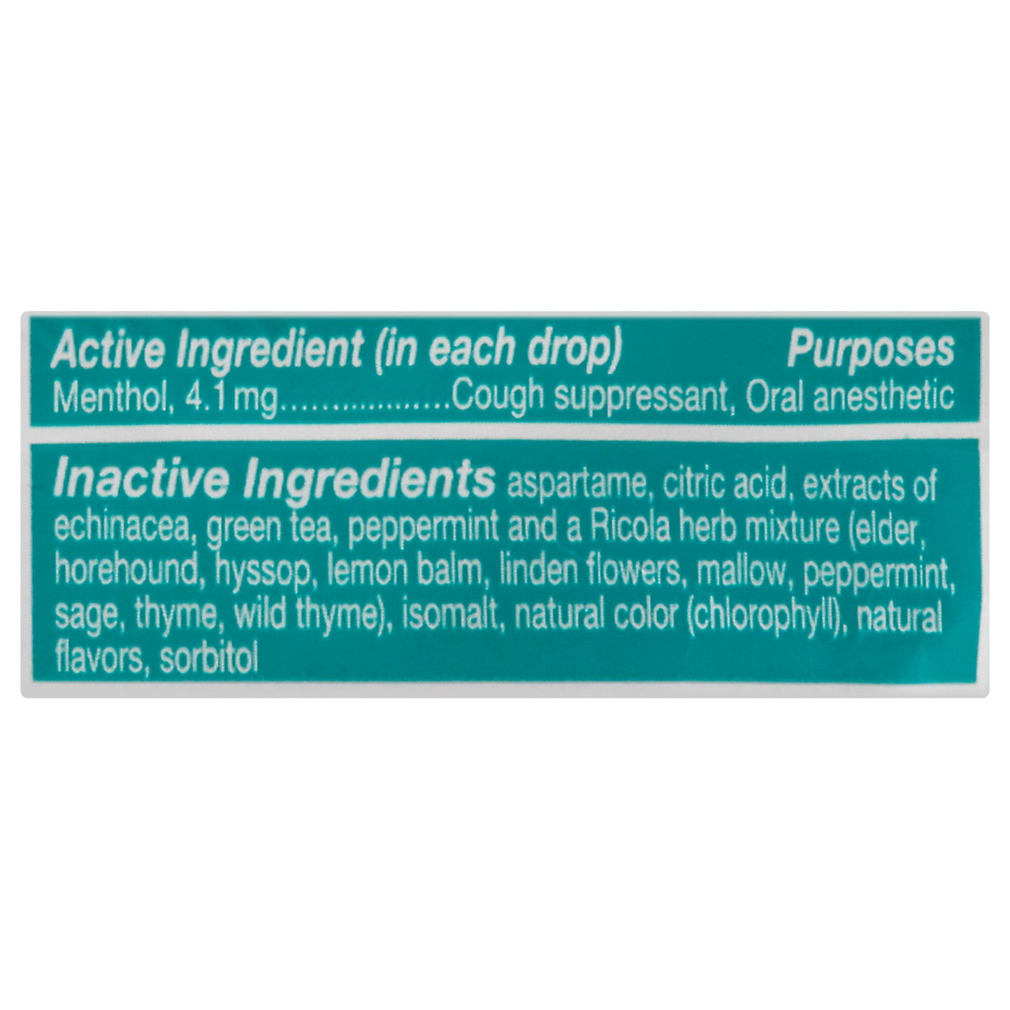 Ricola Sugar Free Green Tea with Echinacea Cough Suppressant/Throat Drops 19 ea