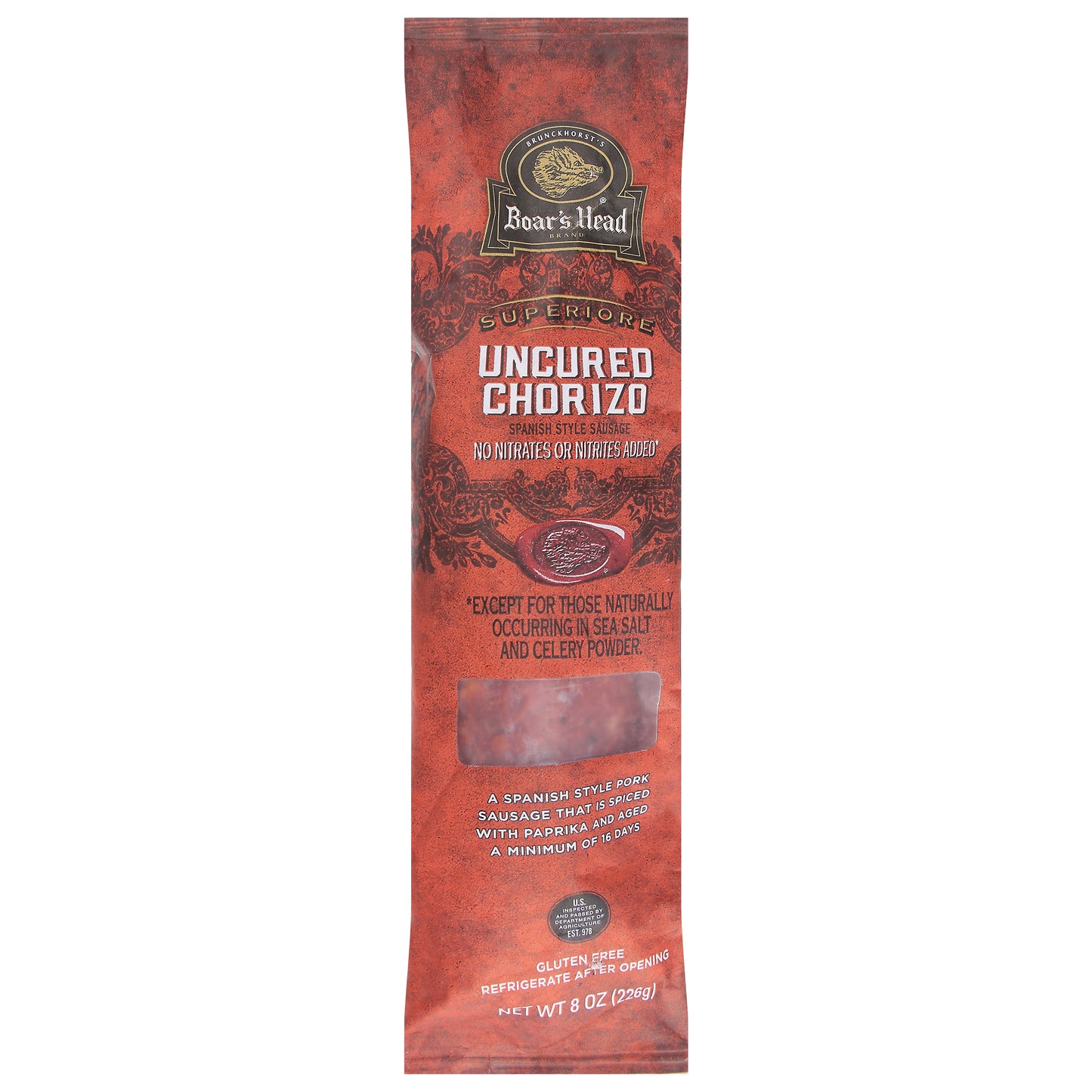 Boar's Head Uncured Spanish Style Chorizo 8 oz