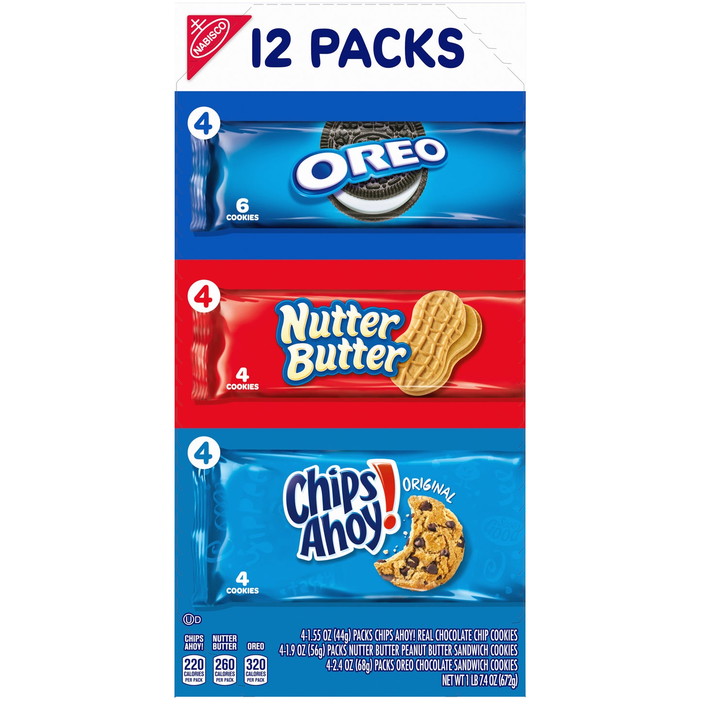 Nabisco Chips Ahoy!, Nutter Butter & Oreo Cookies Variety Pack 12 ct Box