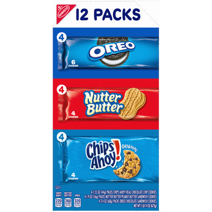 Nabisco Chips Ahoy!, Nutter Butter & Oreo Cookies Variety Pack 12 ct Box