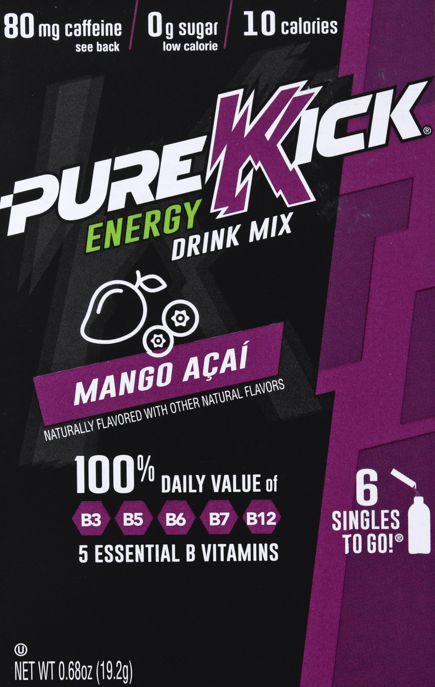 Pure Kick 6 Pack Energy Mango Acai Drink Mix 6 ea