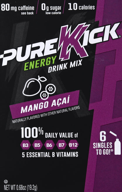 Pure Kick 6 Pack Energy Mango Acai Drink Mix 6 ea