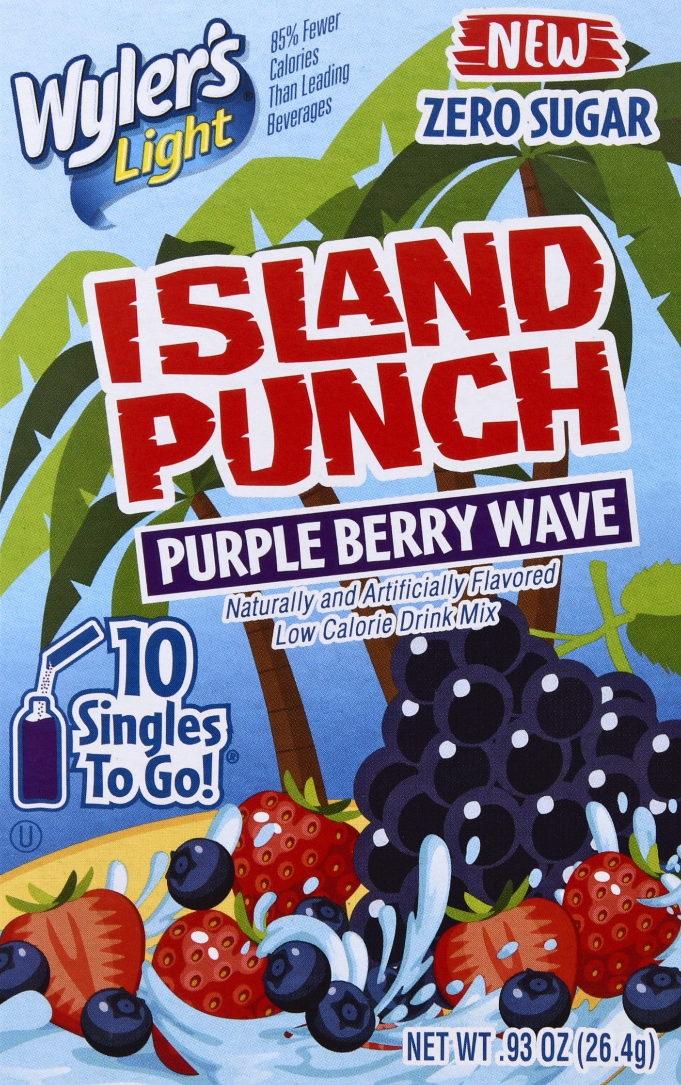 Wyler's Light Island Punch Low Calorie 10 Pack Purple Berry Wave Drink Mix 10 ea