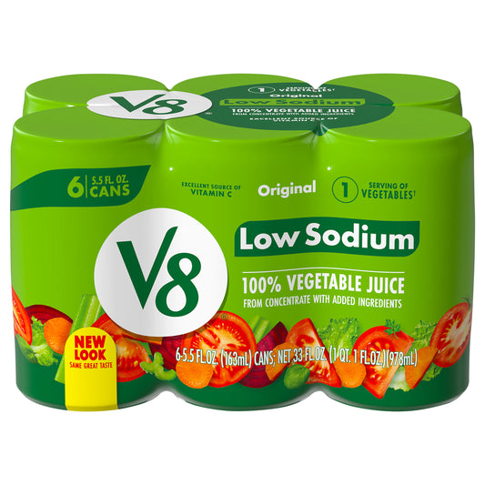 V8 Low Sodium Original 100% Vegetable Juice 6 - 5.5 fl oz Can