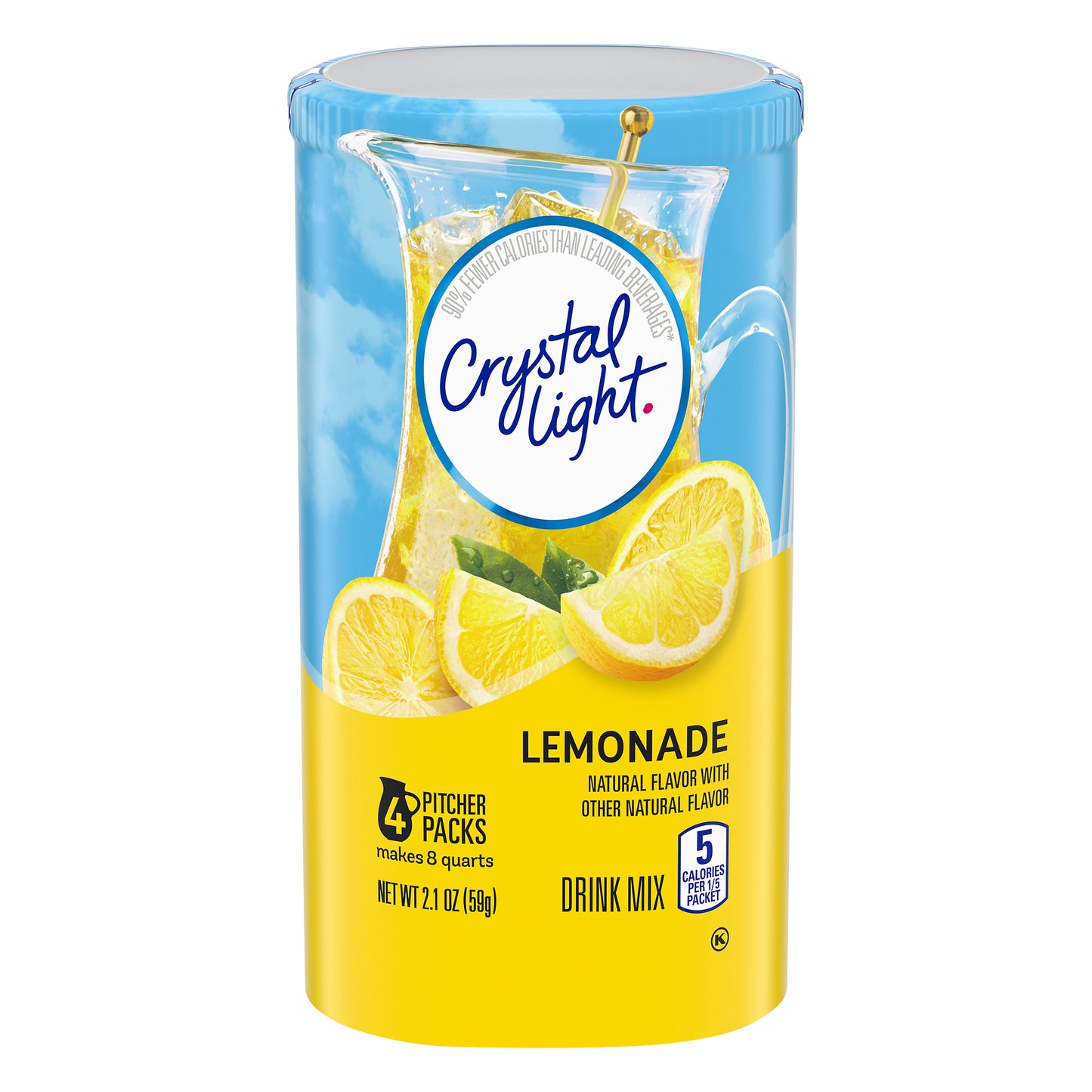 Crystal Light Lemonade Naturally Flavored Powdered Drink Mix, 4 ct Pitcher Packets