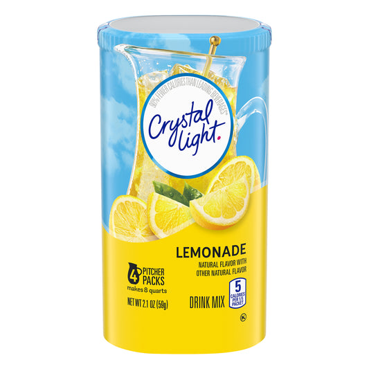 Crystal Light Lemonade Naturally Flavored Powdered Drink Mix, 4 ct Pitcher Packets