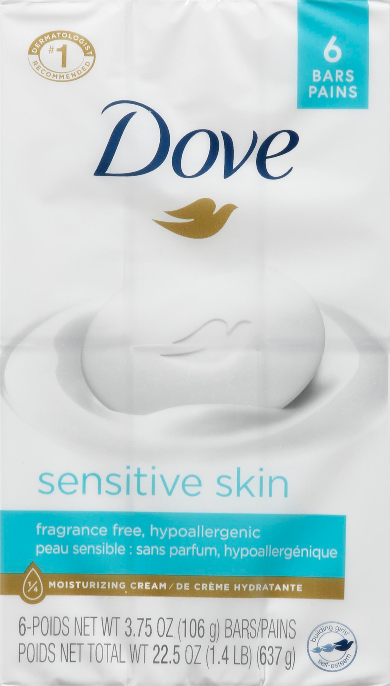 Dove Sensitive Skin Beauty Bar 6 ea