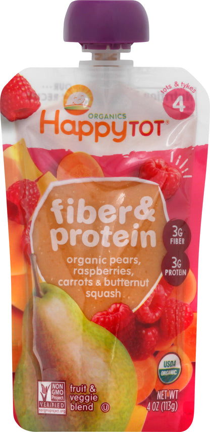 HappyTot Organics 4 (Tots & Tykes) Fiber & Protein Organic Fruit & Veggie Blend 4 oz