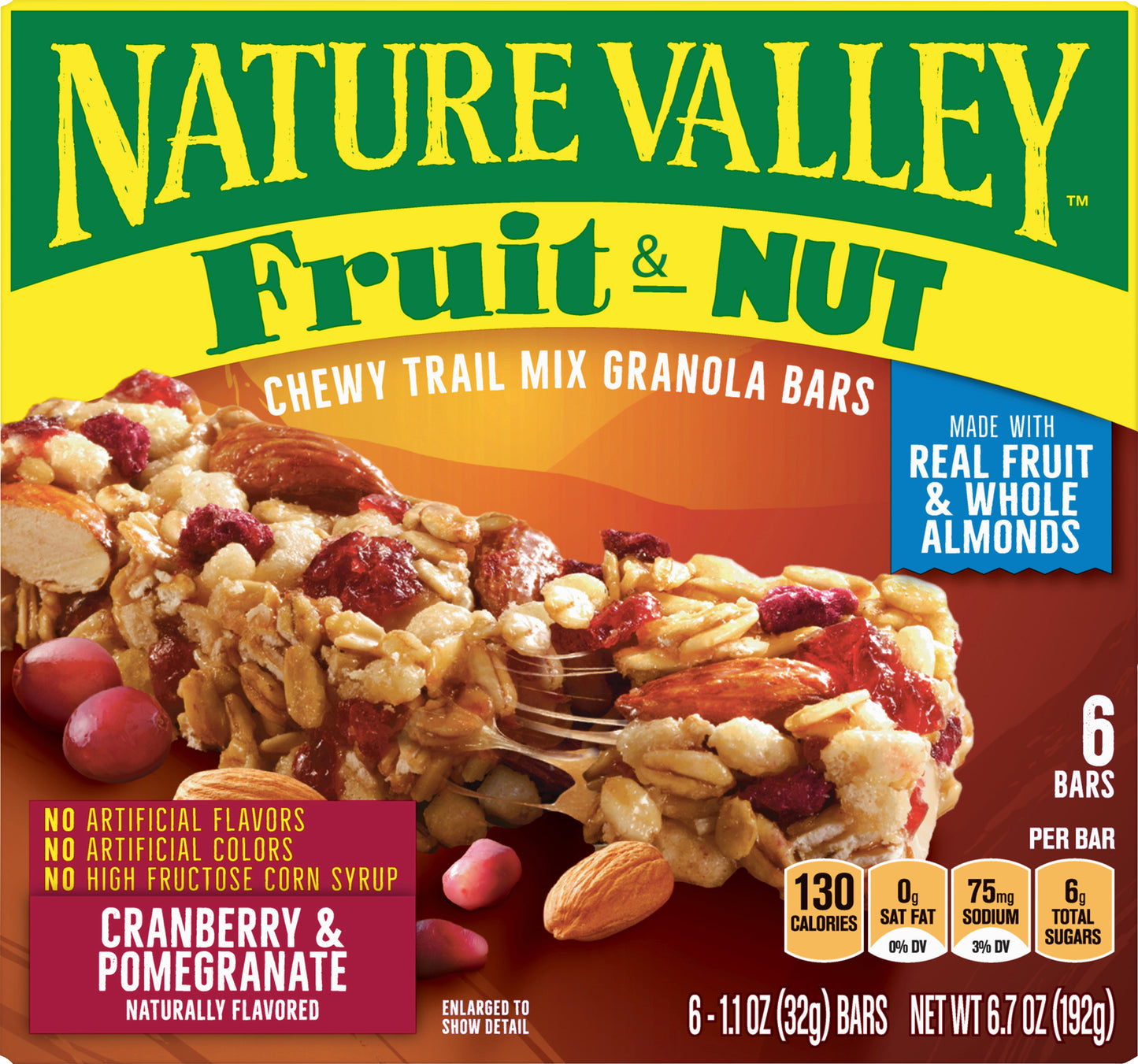 Nature Valley Fruit & Nut Cranberry & Pomegranate Chewy Trail Mix Granola Bars 6 ea