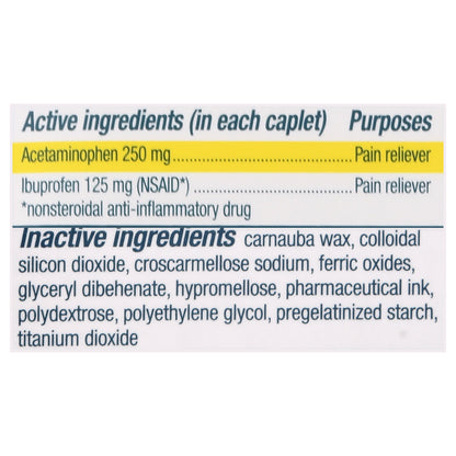 Advil Dual Action with Acetaminophen Caplets Pain Reliever 72 ea