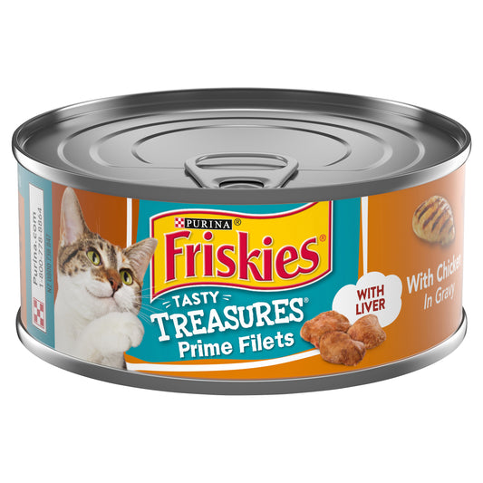 Purina Friskies Gravy Wet Cat Food, Tasty Treasures With Chicken & Liver - 5.5 oz. Can