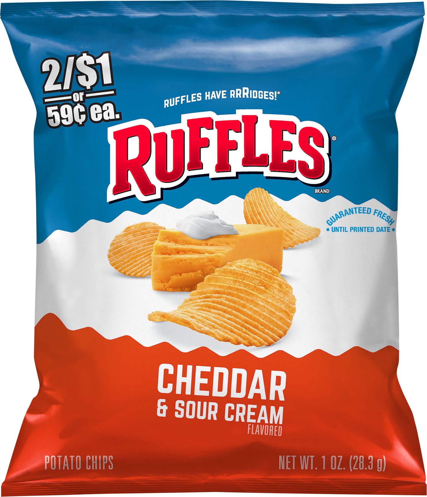 Ruffles Potato Chips Cheddar & Sour Cream Flavored 1 Oz