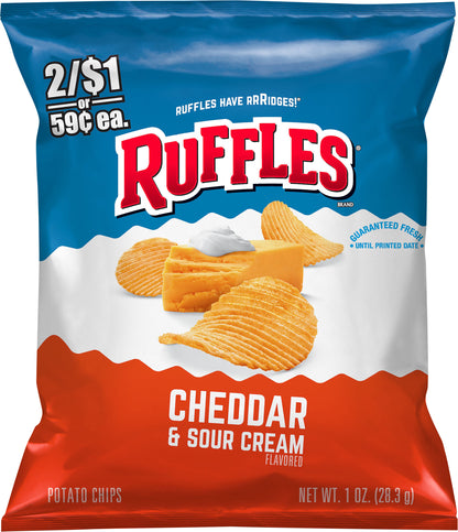 Ruffles Potato Chips Cheddar & Sour Cream Flavored 1 Oz