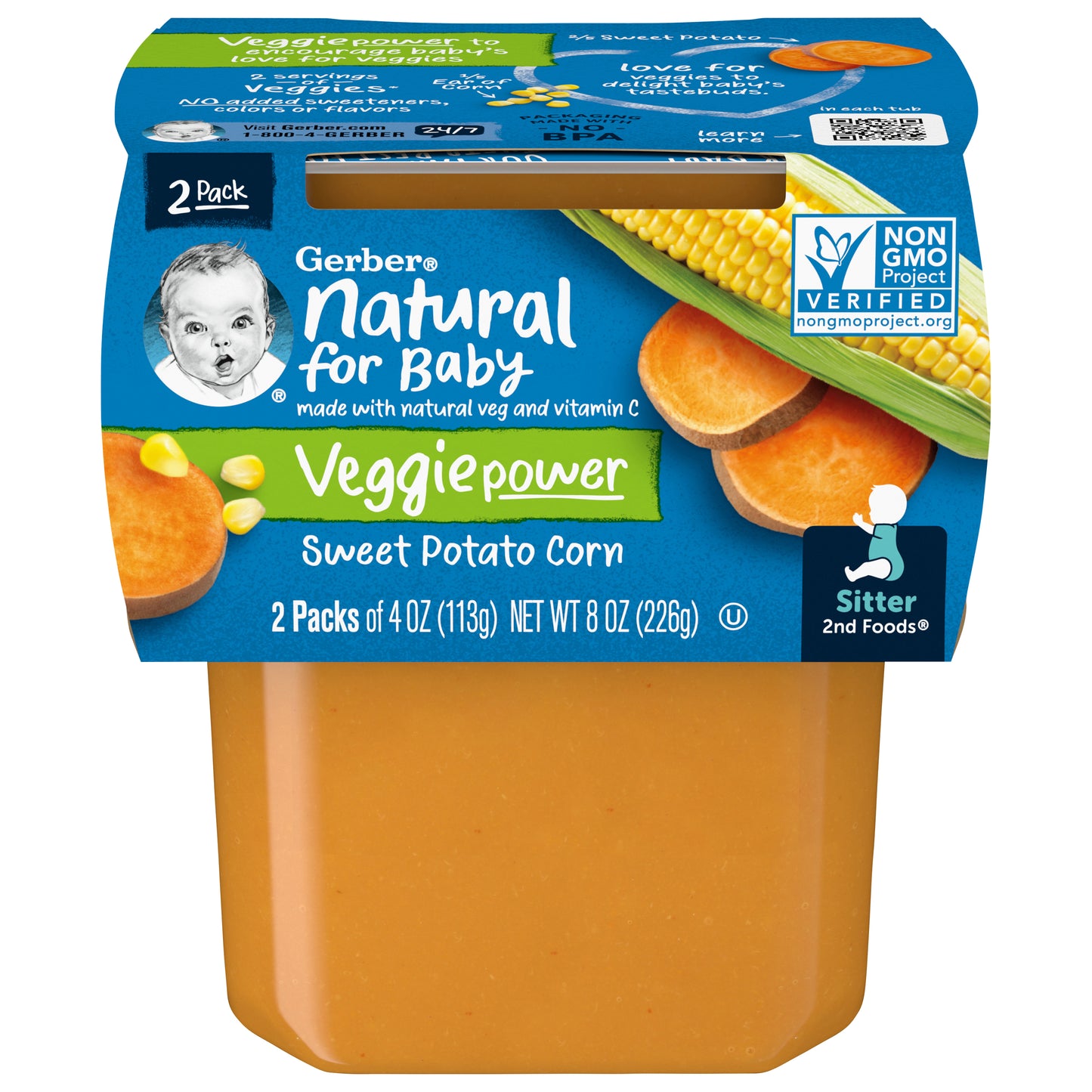 Gerber Natural For Baby Veggie Power - Sweet Potato Corn 2 Pack