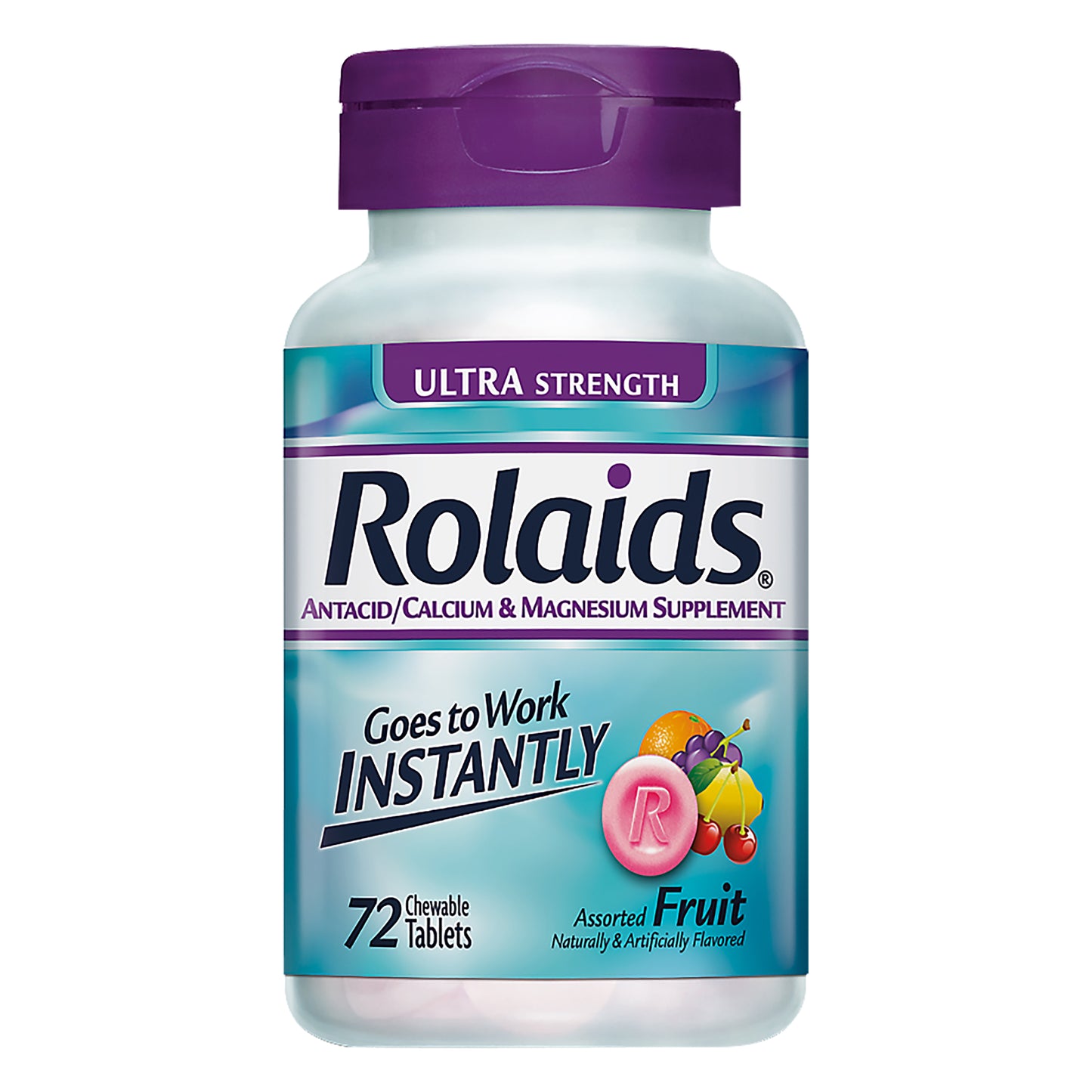 Rolaids Chewable Tablets Ultra Strength Assorted Fruit Antacid 72 ea