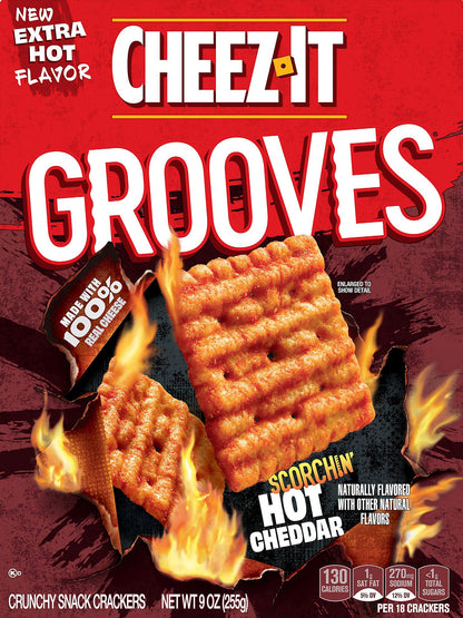 Cheez-It Grooves Scorchin' Hot Cheddar Crunchy Snack Crackers 9 oz