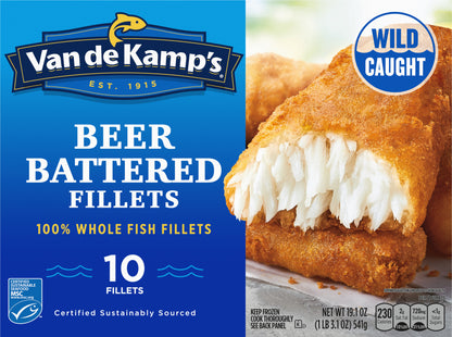Van de Kamp's 100% Whole Beer Battered Fish Fillets 10 ea