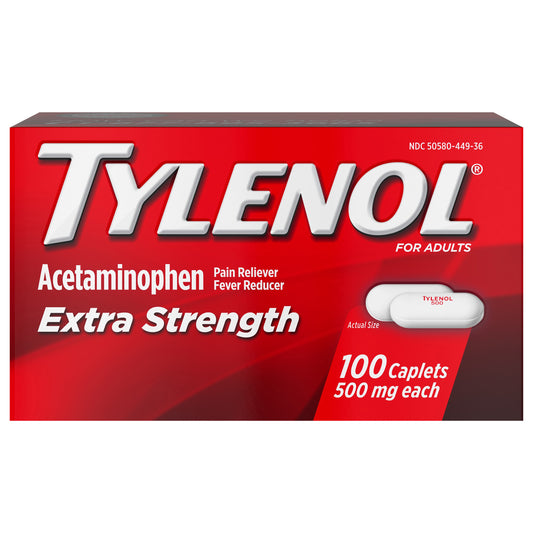 Tylenol Extra Strength Caplets with 500 mg Acetaminophen, 100 ct