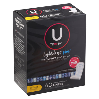 U by Kotex LIghtDays Plus Regular Liners 40 ea