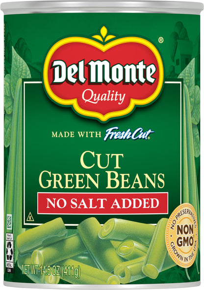 Del Monte No Salt Added Cut Green Beans 14.5 oz Can