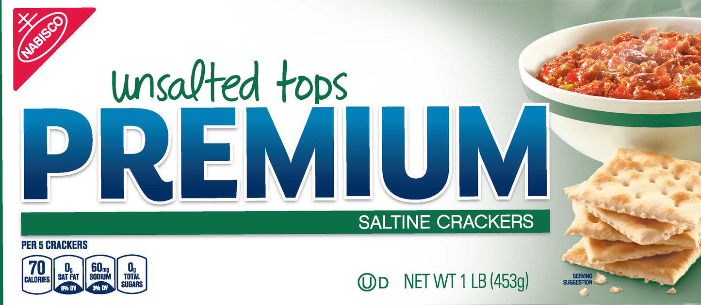 MONDELEZ GLOBAL LLC (SNACKS US) PREMIUM PREMIUM Unsalted Top Carton BE Update 620990 16 oz English