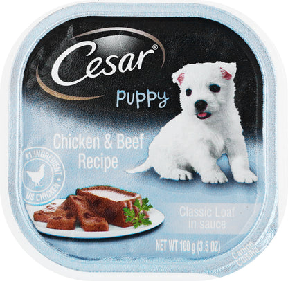 Cesar Classic Loaf in Sauce Puppy Chicken & Beef Recipe Canine Cuisine 100 gr