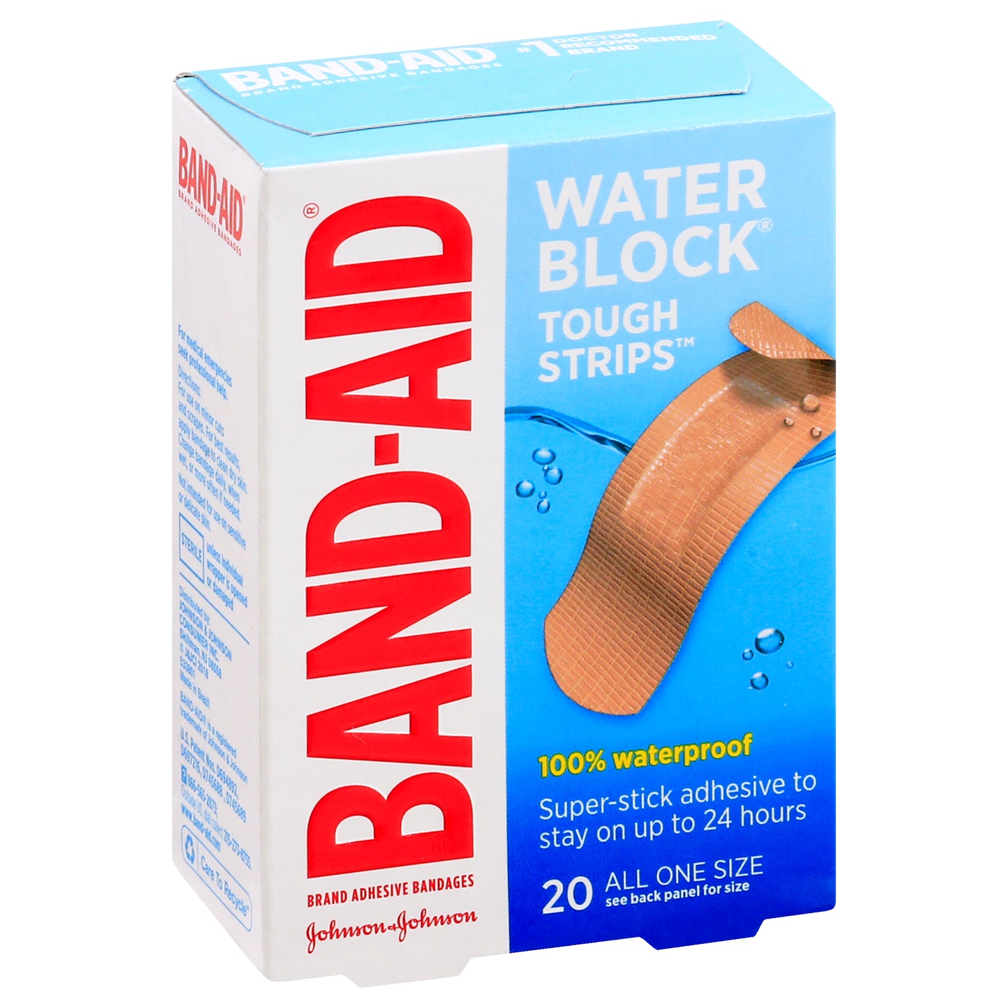 Band Aid Water Block Tough Strips All One Size Bandages 20 ea