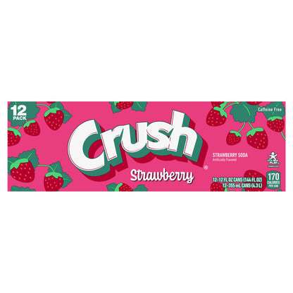 Crush Strawberry Soda, 12 fl oz cans, 12 pack