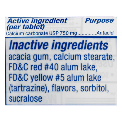 Tums Chewable Tablets Sugar-Free Extra Strength 750 Melon Berry Antacid 80 ea