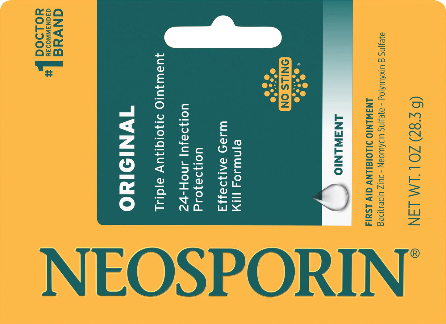 Neosporin Original First Aid Antibiotic Bacitracin Ointment, 1 oz